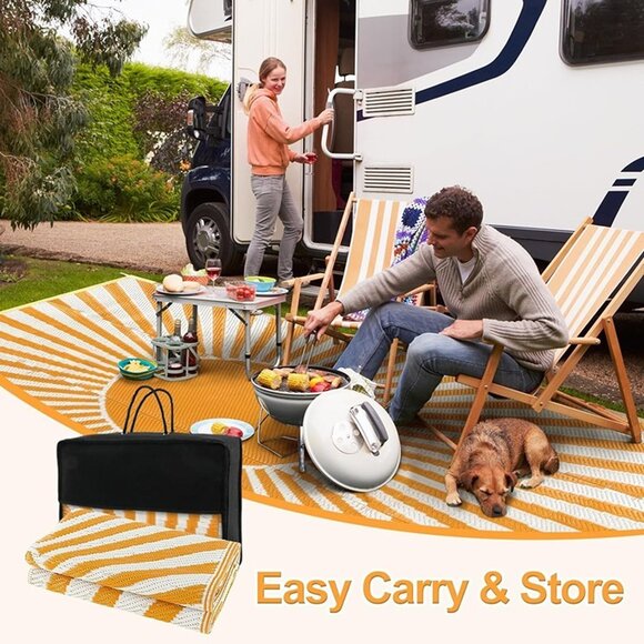 NEW Waterproof Outdoor Rug 5x8, Reversible Outdoor Plastic Straw Camping Rug - Picture 5 of 5